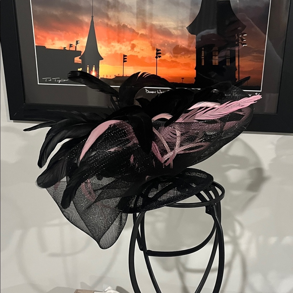Black and Pink Feathered Fascinator